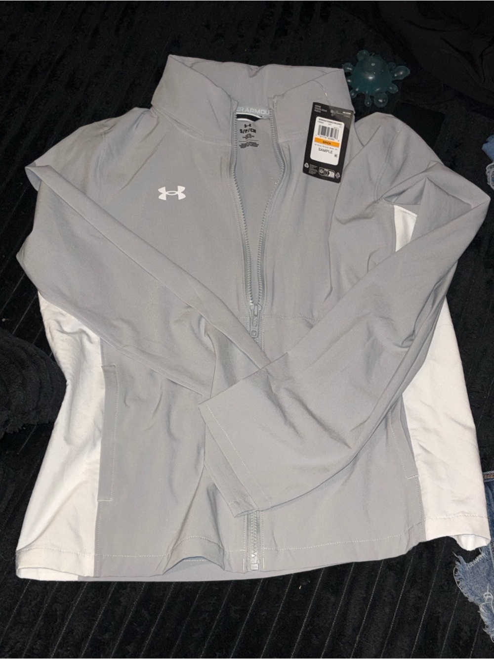 Under Armour Gray Full-Zip Athletic Jacket with White Logo
